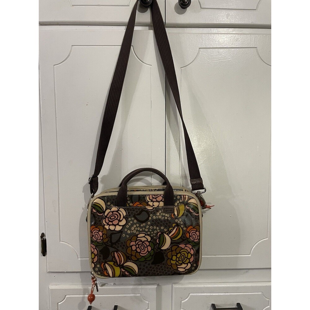 Fossil laptop bag flower print Crossbody iPad Travel Stationary